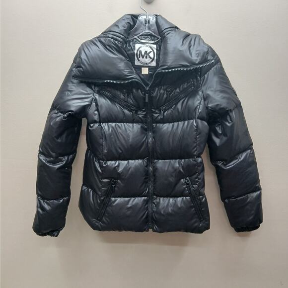 Michael Kors Full Zip High Neck Quilted Puffer Jacket Black w/black hardware Med - Picture 1 of 10